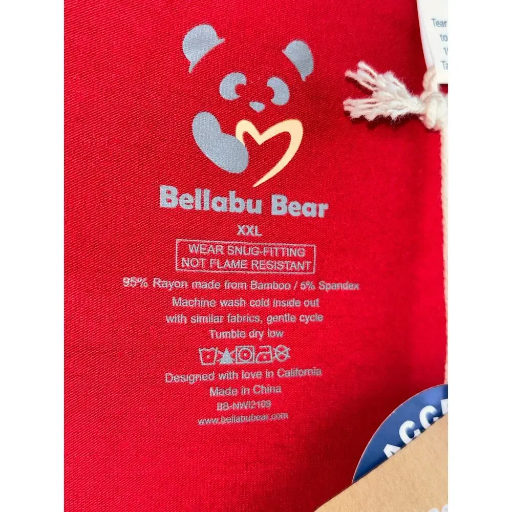 New Bellabu Bear Men’s Bamboo XXL Winterberry Red Pajama top